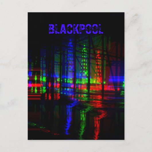 Carte Postale Blackpool Tower water Reflection, Red, Green, Blue (Devant)