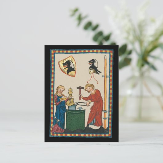 Carte Postale Blacksmith Forge Casque Art Médiéval (Debout devant)