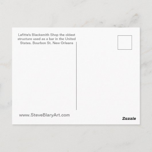 Carte postale Blacksmith Shop de Lafitte (Dos)