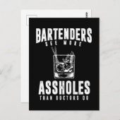 Carte Postale Blague de barman mélangeur d'alcool Barman (Devant / Derrière)
