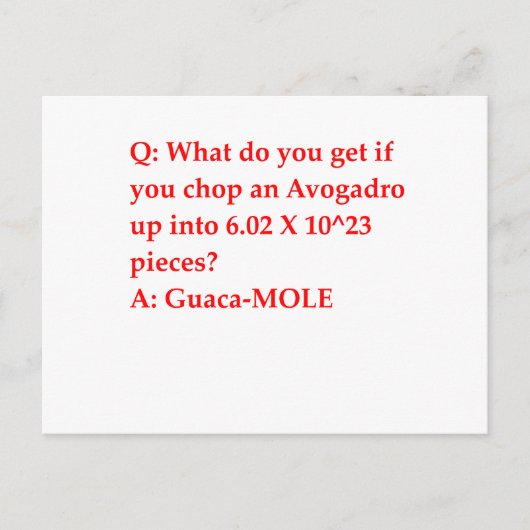 Carte Postale blague de chimie (Devant)