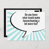 Carte Postale blague de femme de ménage (Devant / Derrière)