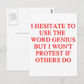 Carte Postale blague de génie modeste (Devant / Derrière)