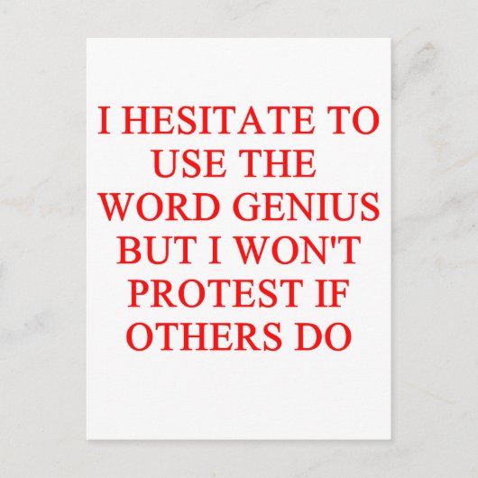 Carte Postale blague de génie modeste (Devant)