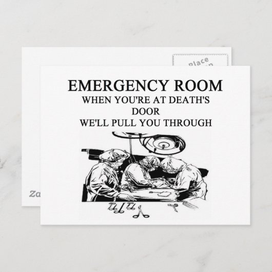 Carte Postale blague de la salle d'urgence (Devant / Derrière)
