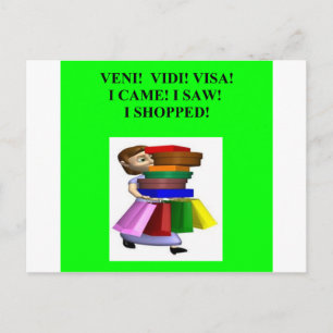 Carte Postale blague de shopping féminine amusante