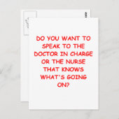 Carte Postale blague de soins infirmiers (Devant / Derrière)