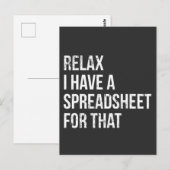 Carte Postale Blague drôle de comptable sur tableur comptabilité (Devant / Derrière)