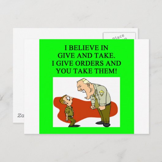 Carte Postale blague militaire (Devant / Derrière)