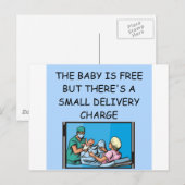 Carte Postale blague obstetrienne (Devant / Derrière)