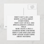 Carte Postale blague PHD (Devant / Derrière)