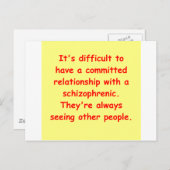 Carte Postale blague schizo (Devant / Derrière)