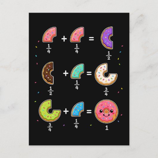 Carte Postale Blagues de maths sur les fractions de beignets (Devant)