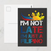 Carte Postale Blagues drôles de Philippins Ponctualité Philippin (Devant / Derrière)