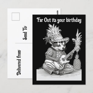 Carte Postale Blaireau jouant de la guitare avec anniversaire d'