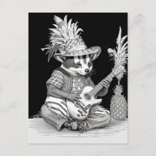 Carte Postale Blaireau jouant de la guitare avec anniversaire d'