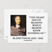 Carte Postale Blaise Pascal Coeur Raisons Raison Ne Connaît Rien (Devant / Derrière)