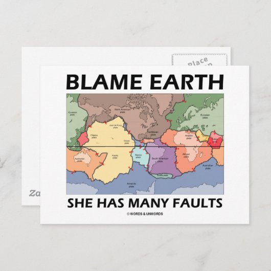 Carte Postale Blame Earth She Has Many Faults (Devant / Derrière)