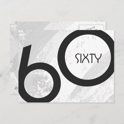 Carte Postale Blanc 60 Décennie Anniversaire (Devant / Derrière)
