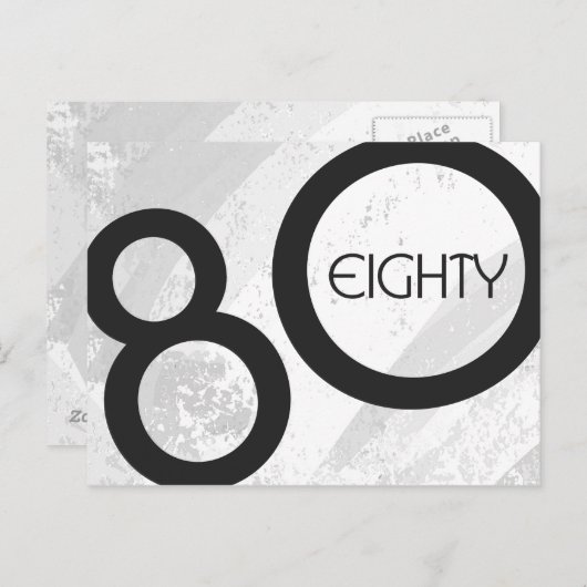 Carte Postale Blanc 80 Décennie Anniversaire (Devant / Derrière)