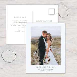 Carte Postale Blanc avec texte et photo Remerciements pour mar