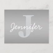 Carte Postale Blanc Cursive & Monogramme Gris | Couleurs Modifia (Devant)