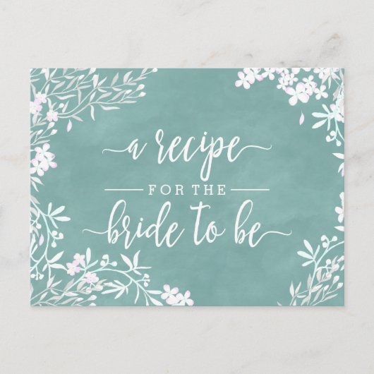 Carte Postale Blanc Floral N'importe quelle couleur Bride Mariag (Devant)