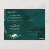 Carte Postale Blanc Floral Vert Or Changement de plans Mariage (Dos)
