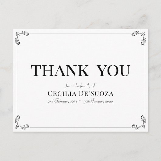 Carte Postale Blanc Merci Vintage Classique Élégant Simple (Devant)