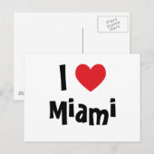 Carte Postale Blanc Noir et Coeur Rouge J'aime Miami (Devant / Derrière)