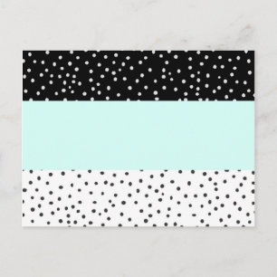 Carte Postale Blanc noir turquoise aquarelle pois motif