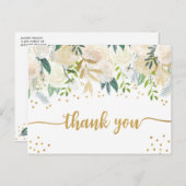 Carte Postale Blanc or floral merci (Devant / Derrière)