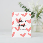 Carte Postale blanc simple style de texte mariage rouge coeur (Debout devant)