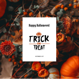 Carte Postale Blanc Style Halloween "Trick or Treat" Imprimer
