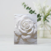 Carte Postale Blanc sur Blanc - Rose Sculpté (Debout devant)