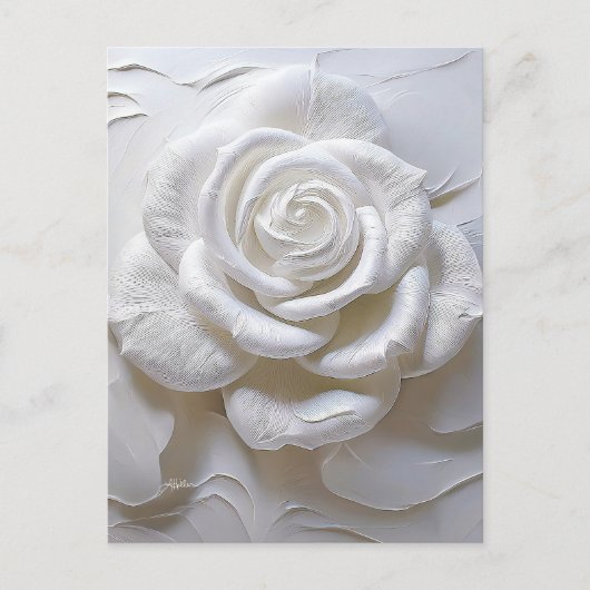 Carte Postale Blanc sur Blanc - Rose Sculpté (Devant)
