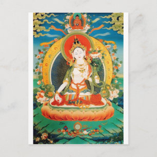 CARTE POSTALE BLANC TARA BUDDHIST DÉITANCE