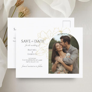 Carte Postale BLANCHE Boho Arch Gold Floral Mariage