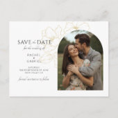 Carte Postale BLANCHE | Boho Arch Gold Floral Mariage (Devant)