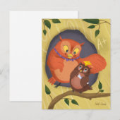 Carte postale blanche Casquette jaune Chouette (Devant / Derrière)