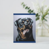Carte postale blanche de chien chiot Rottweiler (Debout devant)