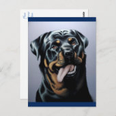 Carte postale blanche de chien chiot Rottweiler (Devant / Derrière)