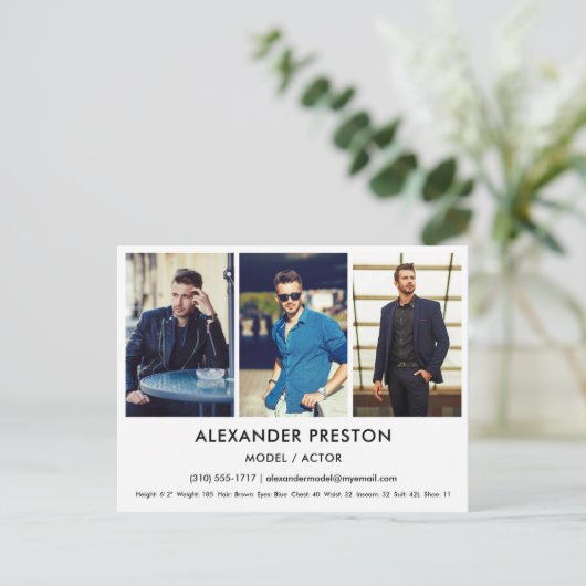 Carte postale blanche de modèle d'acteur Comp/Zed  (Debout devant)