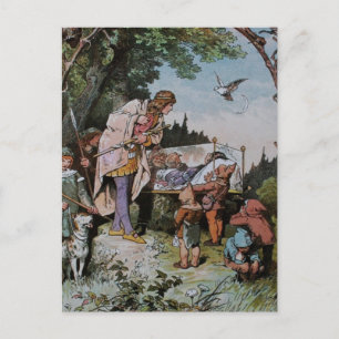 Carte Postale Blanche Neige attend d'être éveillé par le Prince