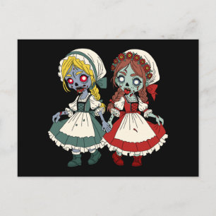 Carte Postale Blanche-Neige et Rose-Rouge zombies