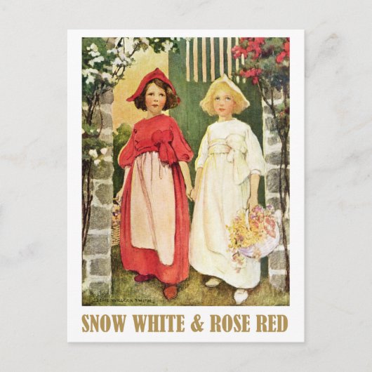 Carte Postale Blanche neige et rouge Rose (Devant)
