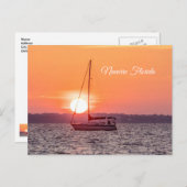 Carte postale blanche Sunrise de bateau à voile (Devant / Derrière)