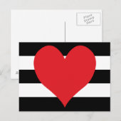 Carte Postale Blancs noirs et blancs Coeur rouge (Devant / Derrière)