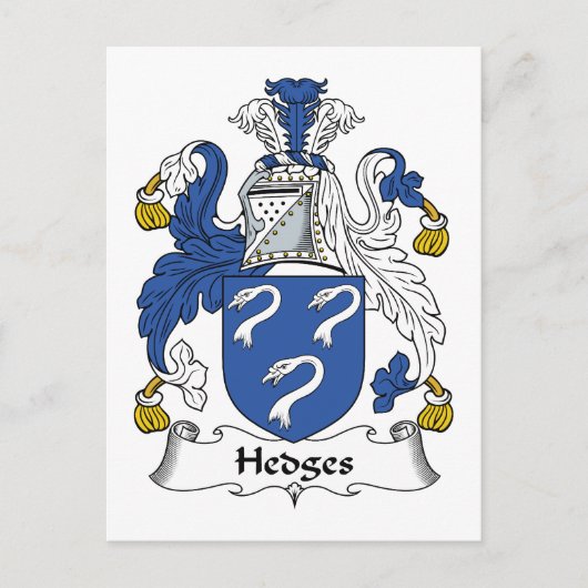 Carte Postale Blason de famille Hedges (Devant)
