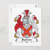 Carte Postale Blason de la famille Barron (Devant / Derrière)